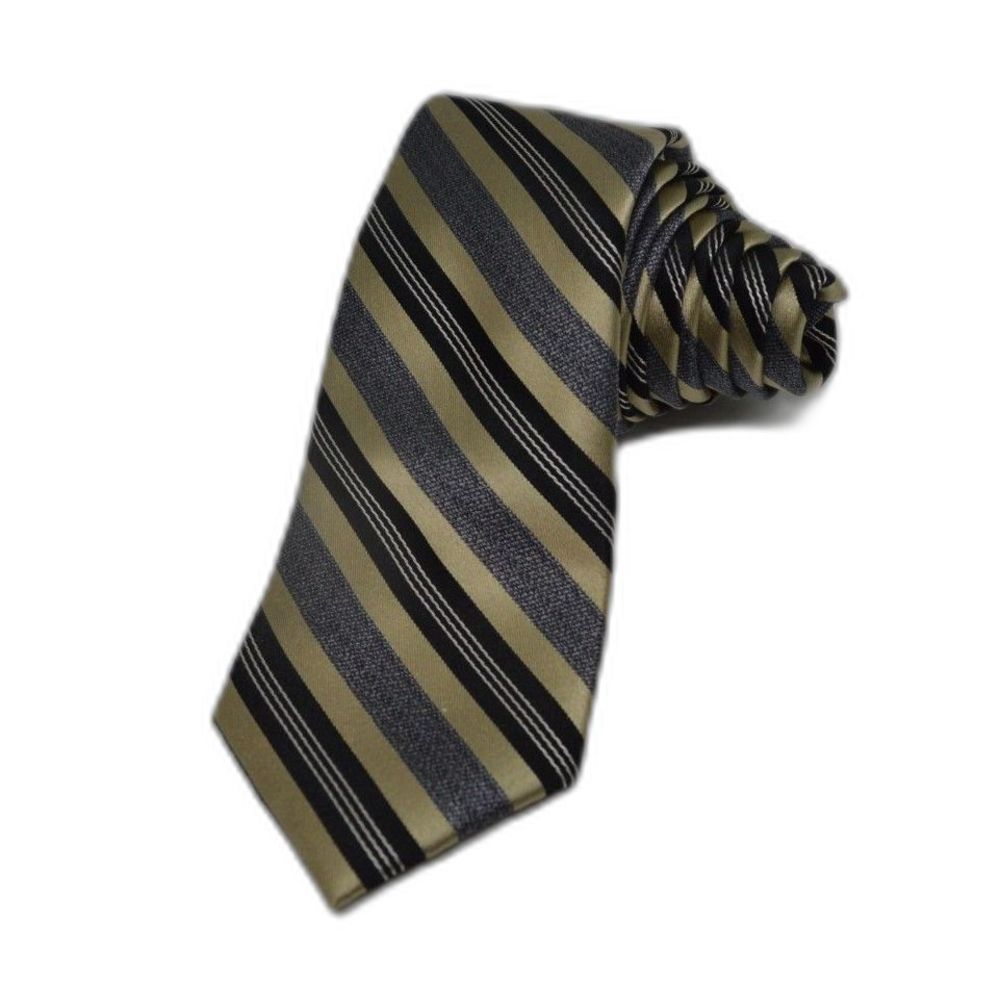 NWT Joseph Abboud Striped Brown Black Necktie Tie 100% Silk
